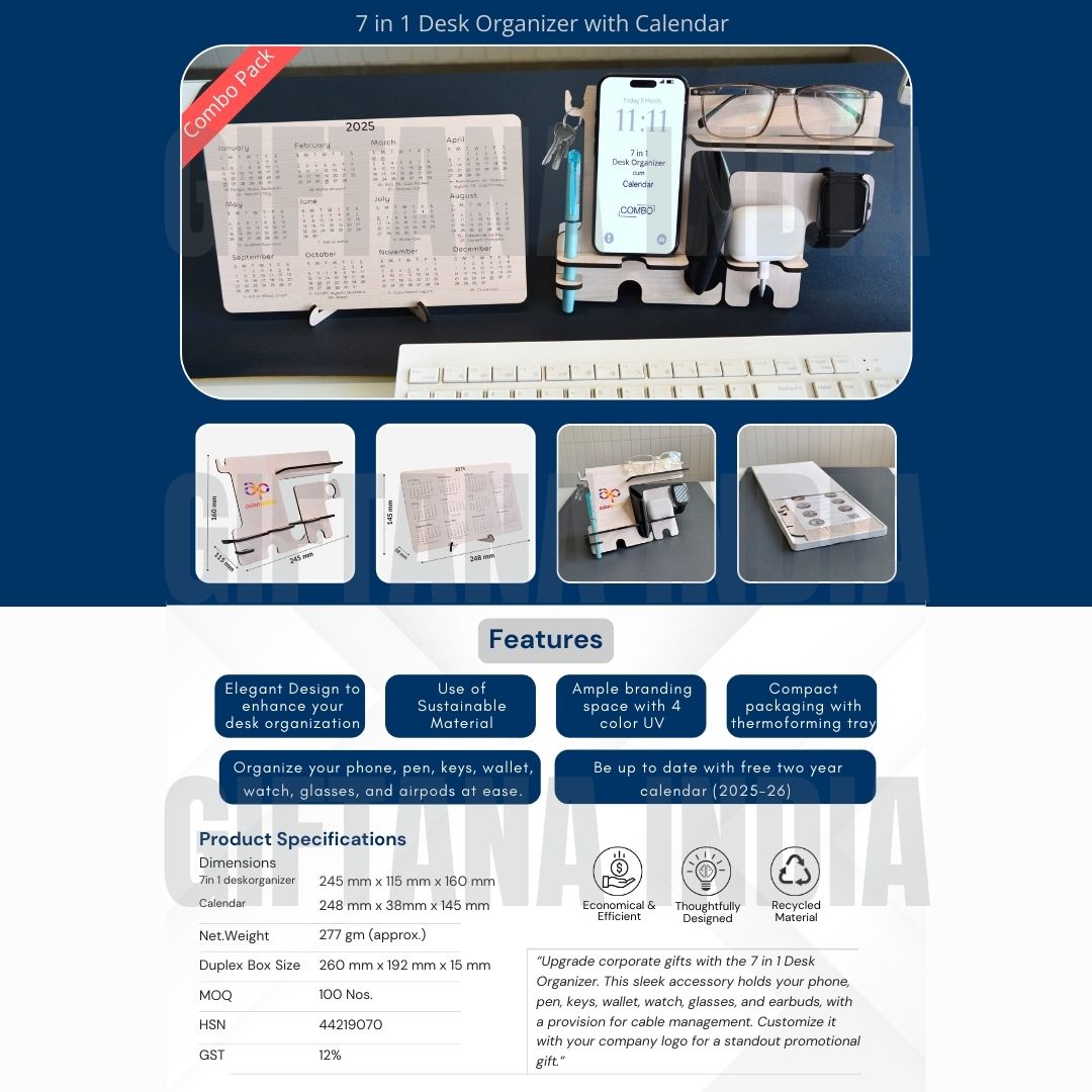 Office Desk Organizer and Calendar Set Eco Friendly Gift
